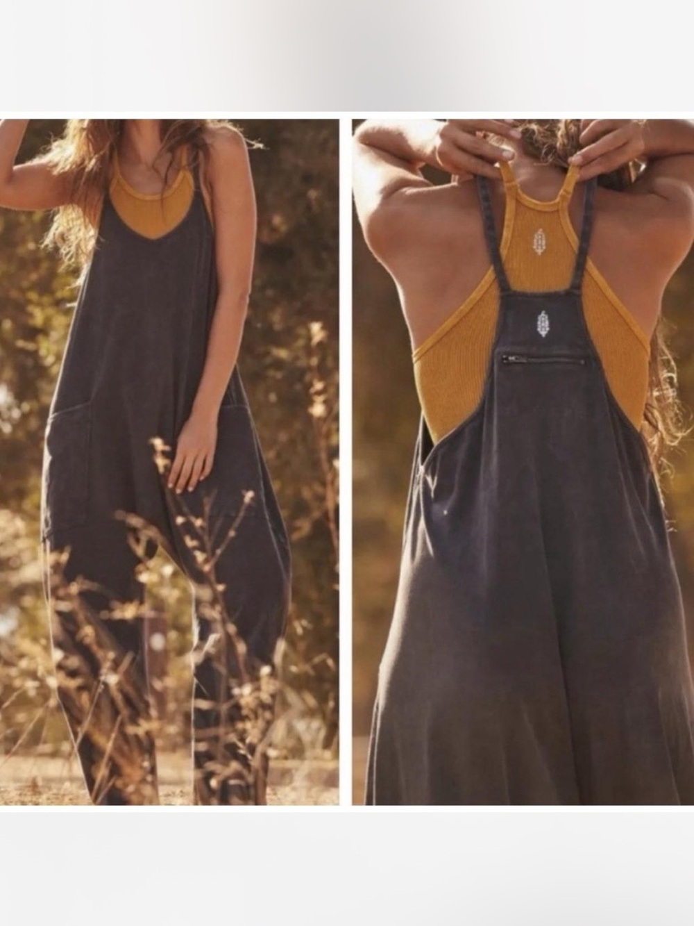 Free People XS Washed Black Relaxed Fit Overalls